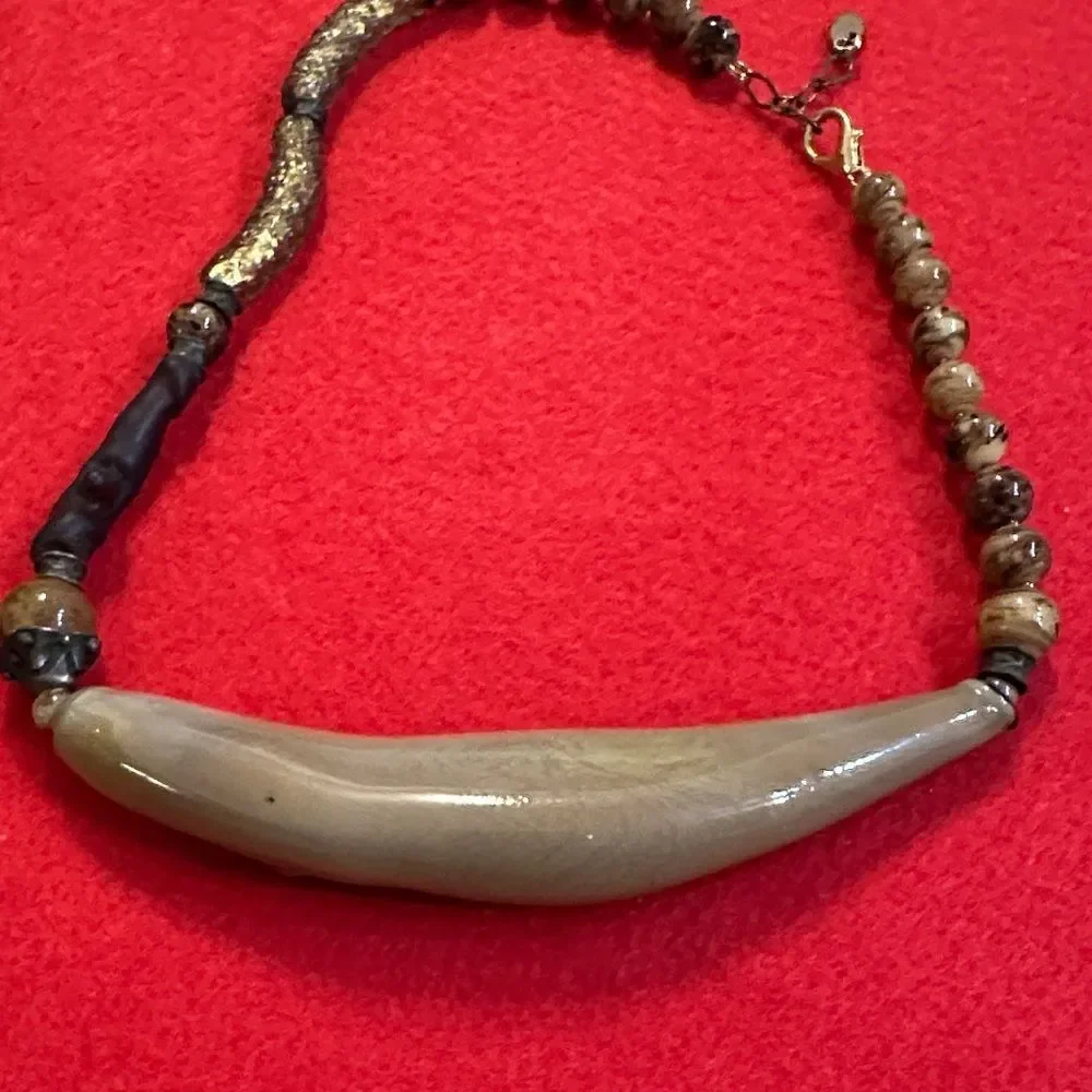 Paola Murano Unique Beaded Glass Necklace with Earthy Tones